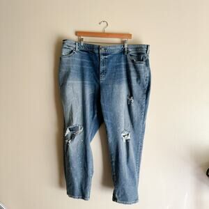 Lane Bryant Distressed Mid-Rise Boyfriend Signature Fit Flex Magic Waist Jeans